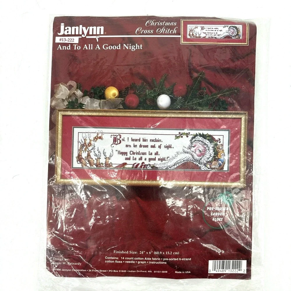 Janlynn Christmas Cross Stitch #13-222 Santa And To All A Good Night 1996 24
